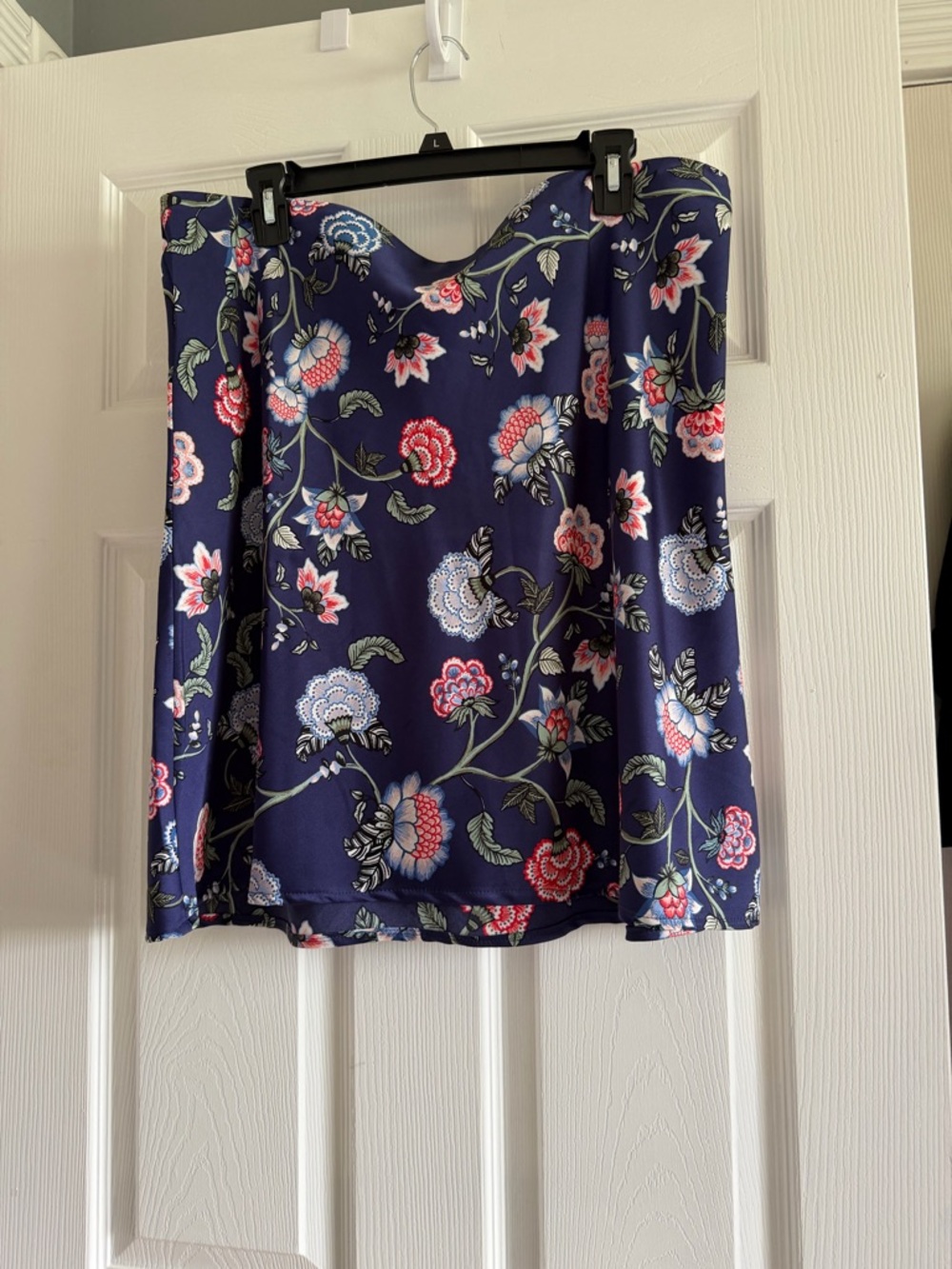 Loft Floral Print Navy A-Line Skirt